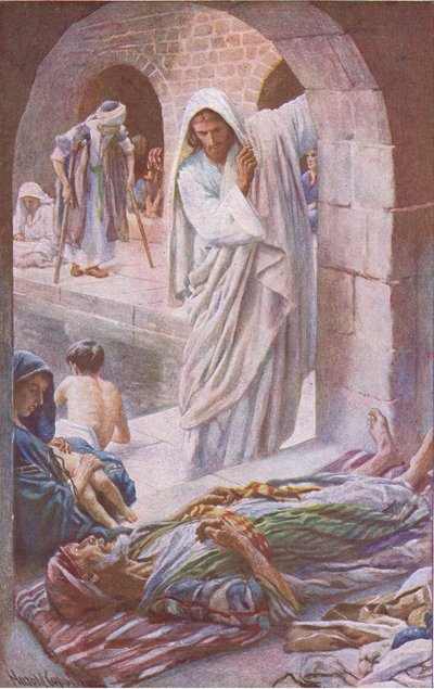 La piscine de Bethesda, illustration de Harold Copping Pictures: The Crown Series, vers 1920 - Harold Copping
