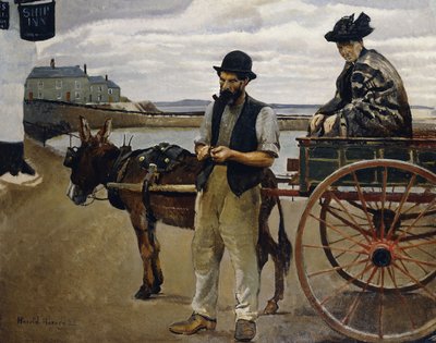 Homme avec une femme dans une charrette - Harold Harvey