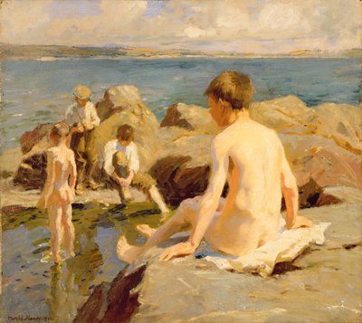 Sur les rochers près de Newlyn - Harold Harvey
