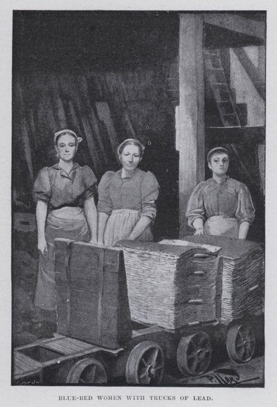 Femmes au lit bleu avec des camions de plomb - Harold Hume Piffard