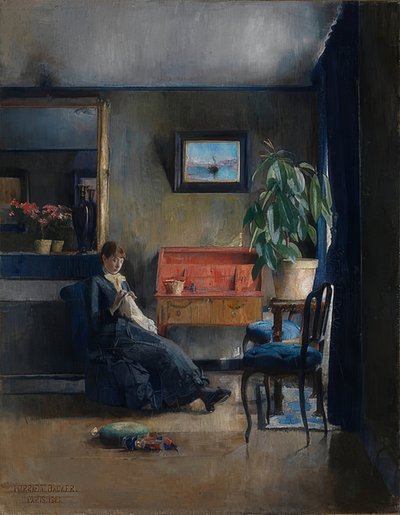 Intérieur bleu - Harriet Backer