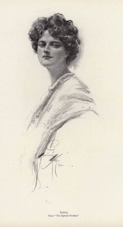 Un personnage, Sylvia, du roman, The Opened Shutters, par Clara Louise Burnham - Harrison Fisher