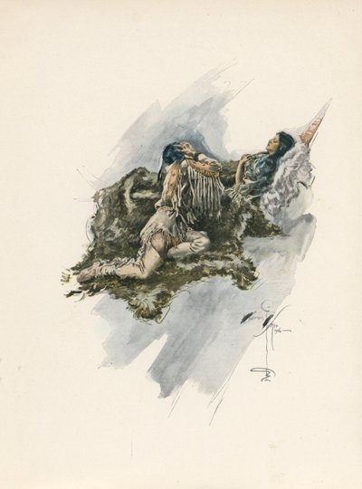 Le Chant de Hiawatha de Longfellow (lithographie couleur) - Harrison Fisher