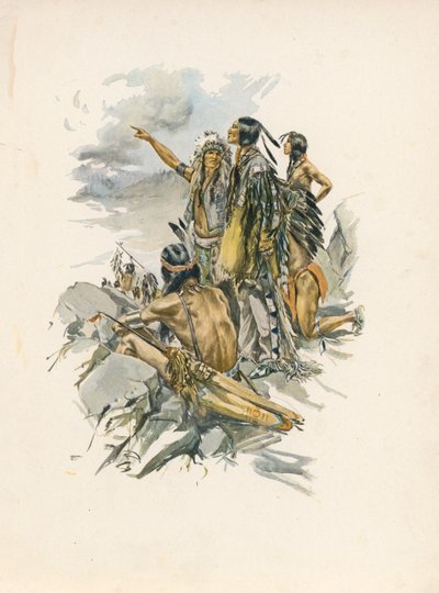 Le Chant de Hiawatha de Longfellow (lithographie couleur) - Harrison Fisher