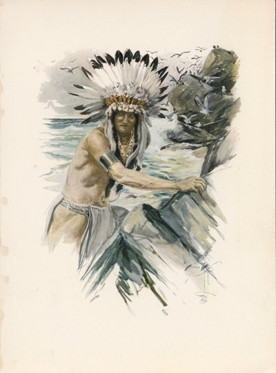 Le Chant de Hiawatha de Longfellow (lithographie couleur) - Harrison Fisher