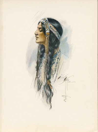 Le Chant de Hiawatha de Longfellow (lithographie couleur) - Harrison Fisher