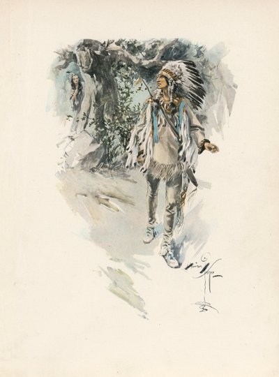 Le Chant de Hiawatha de Longfellow (lithographie couleur) - Harrison Fisher