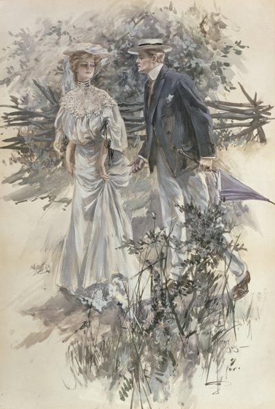 La promenade dans le jardin - Harrison Fisher