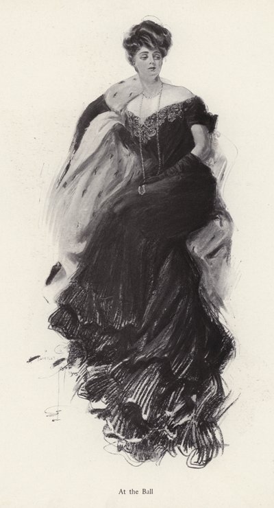 Femme en robe de soirée à un bal - Harrison Fisher