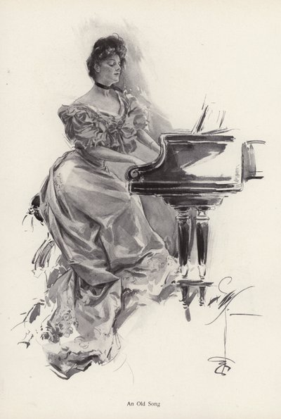 Femme jouant une chanson au piano - Harrison Fisher