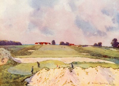 Terrains de Golf : Sandy Lodge, le premier green, regardant vers le club house - Harry (1878 1950) Rountree