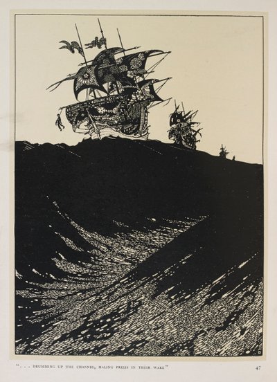 Une ballade des capitaines. ... tambourinant dans le canal, traînant des prises dans leur sillage. - Harry Clarke