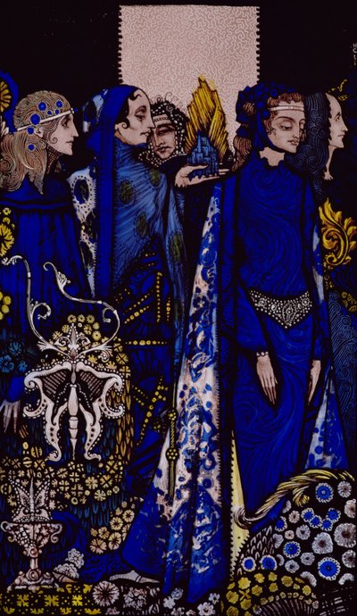 Etain, Helen, Maeve et Fand, la main tendre de la dorée Deirdre Illustration de Harry Clarke de 