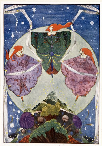 Fées : "Elles dansaient avec des châles tissés de brume et de clair de lune" : La colline des elfes - dans "Contes de fées" par Hans Christian Andersen, ill. par Harry Clarke - Harry Clarke