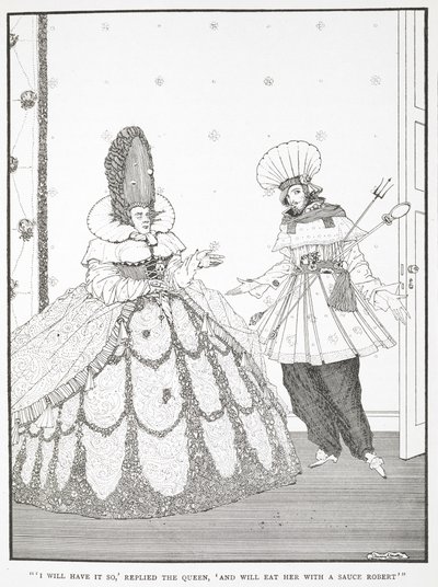 Je le veux ainsi, répondit la Reine, et je la mangerai avec une Sauce Robert. Illustration pour l
