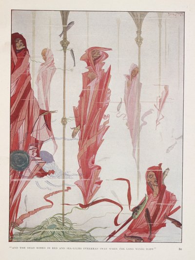 Le Patriote Mourant. "Et les morts vêtus de rouge et les lys de mer au-dessus
 se balancent quand les longs vents soufflent" - Harry Clarke