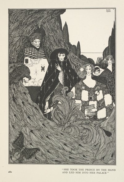 Le Jardin du Paradis. Elle prit le Prince par la main et le conduisit dans son palais. - Harry Clarke