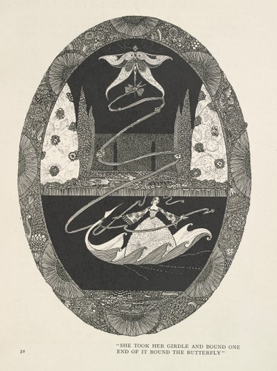 Poucette. Elle prit sa ceinture et en attacha une extrémité autour du papillon. - Harry Clarke