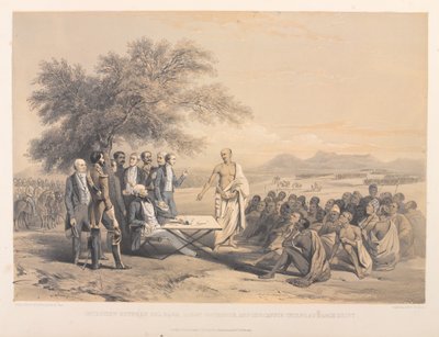 Entrevue entre le colonel Hare, lieutenant-gouverneur, et les chefs caffres, à Block Drift - Harry Francis Darell