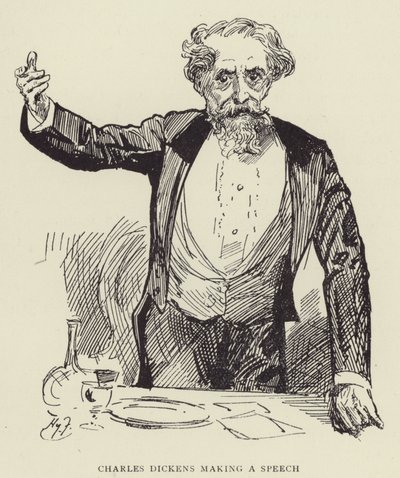 Charles Dickens faisant un discours - Harry Furniss