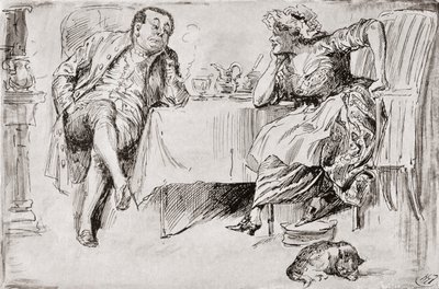 Clémence et la Grande-Bretagne. "Vous ne serez jamais mariée, vous savez," dit M. Britain. "Ne pensez-vous pas que je le serai jamais?" dit Clémence. "Pas une chance!" "Seulement pensez!" dit Clémence. "Eh bien! Je suppose que vous voulez dire à Britain, u - Harry Furniss
