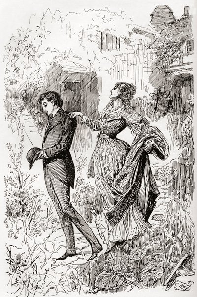 Estella et Pip dans le jardin de Miss Havisham. - Harry Furniss