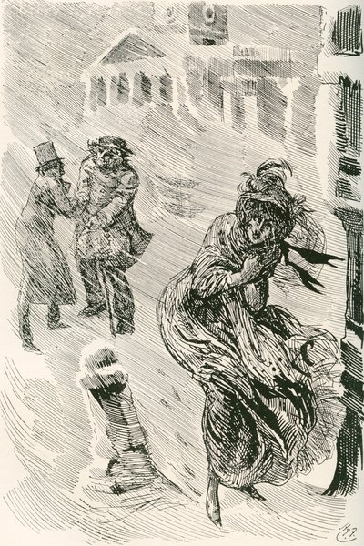 Martha la Vagabonde. Illustration par Harry Furniss pour le roman de Charles Dickens David Copperfield, de l