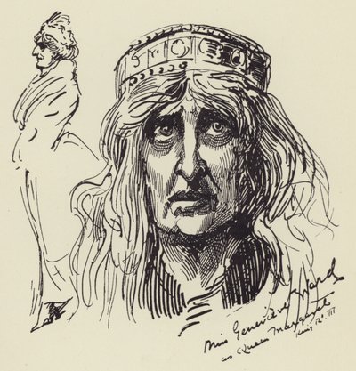 Mlle Genevieve Ward comme la reine Margaret - Harry Furniss