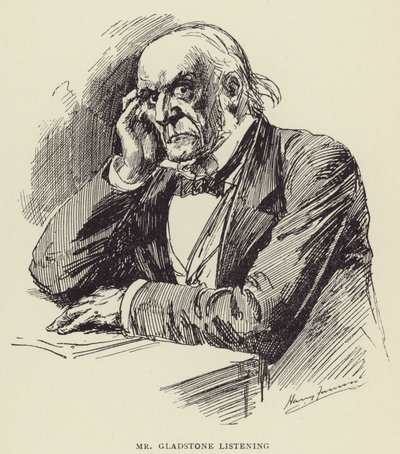 M. Gladstone écoutant - Harry Furniss