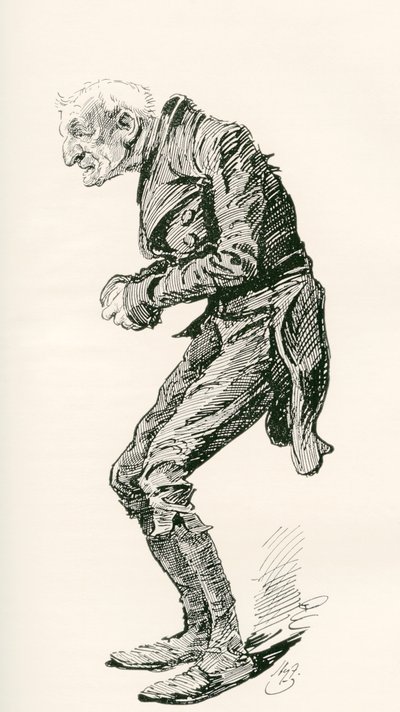 Vieux Chuffey. Illustration par Harry Furniss pour le roman de Charles Dickens 