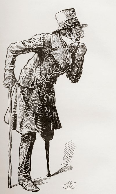 Silas Wegg en route vers le Bower - Harry Furniss