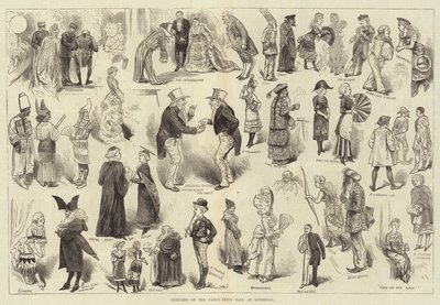 Croquis du bal costumé à Liverpool - Harry Furniss