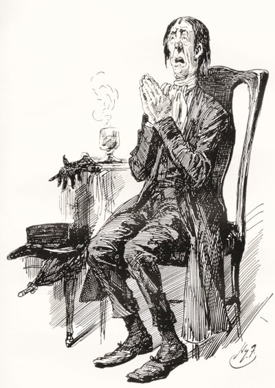 Stiggins. Illustration de Harry Furniss pour le roman de Charles Dickens Les Papiers posthumes du Pickwick Club, de l