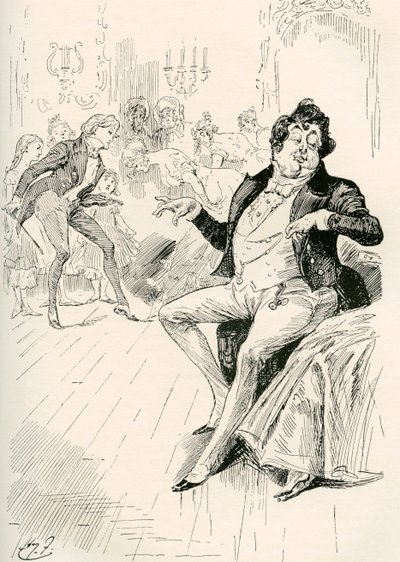 Les Turveydrops, père et fils. Illustration par Harry Furniss pour le roman de Charles Dickens 