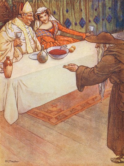 Un laïus de Saint-Nicolas (lithographie couleur) - Harry George Theaker