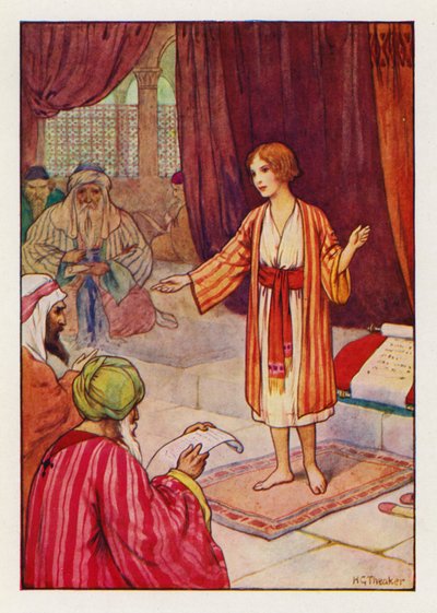 Trois jours plus tard, ils le trouvèrent dans le Temple (lithographie en couleurs). - Harry George Theaker