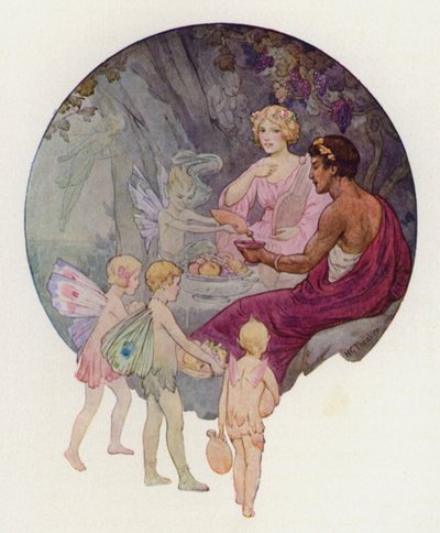 Calypso dans sa grotte (lithographie couleur) - Harry George Theaker