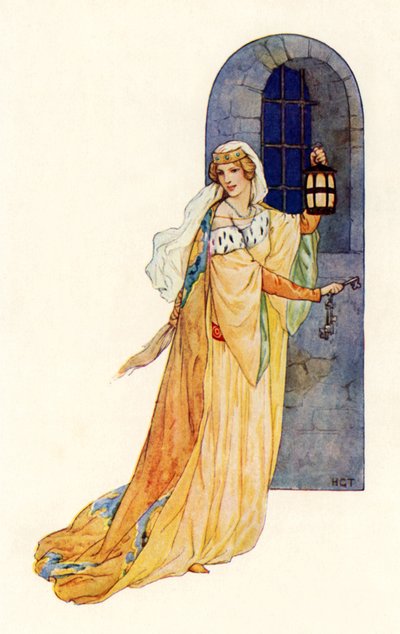 "Suivez-moi ! dit la jeune fille (lithographie couleur) - Harry George Theaker