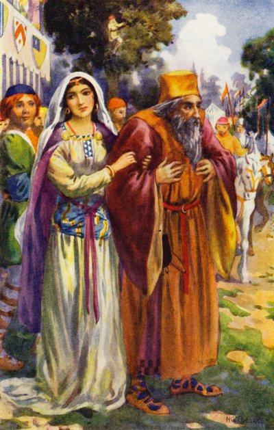 "Il a vu Isaac le Juif et sa charmante fille Rebecca" (lithographie couleur) - Harry George Theaker