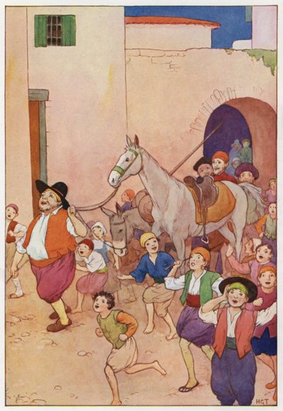 Illustration pour Don Quichotte (lithographie couleur) - Harry George Theaker