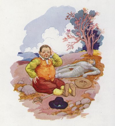 Illustration pour Don Quichotte (lithographie couleur) - Harry George Theaker