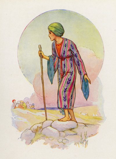 Jacob a fait à Joseph un manteau de plusieurs couleurs (lithographie couleur) - Harry George Theaker