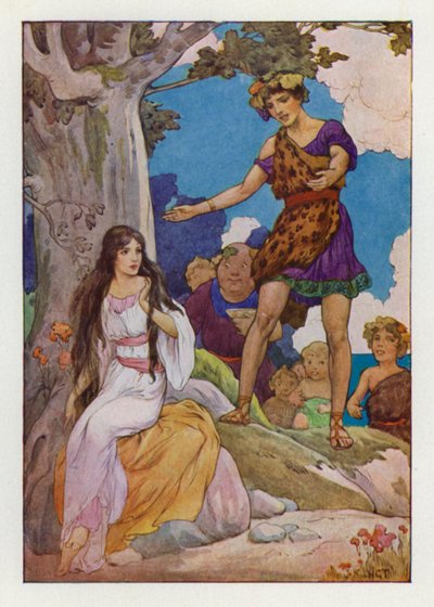 Pauvre Ariane perdue qui pleure (lithographie couleur) - Harry George Theaker