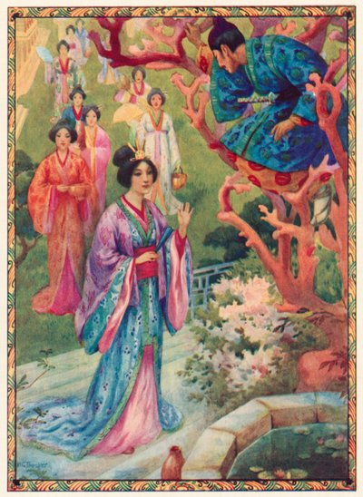 La princesse Pearl est ravie de voir le jeune prince (lithographie couleur) - Harry George Theaker