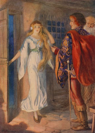 Sir Huldbrand et Undine, de "Undine" (lithographie couleur) - Harry George Theaker