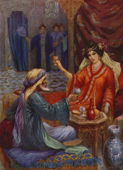 La princesse et le magicien (lithographie couleur) - Harry George Theaker