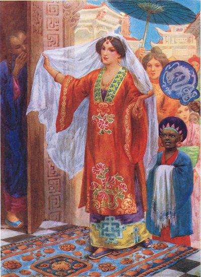 La princesse en route pour le bain, illustration tirée de "Children