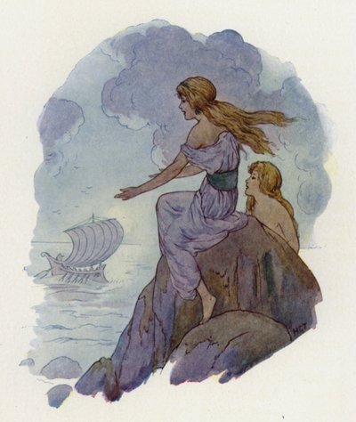 Les Sirènes (lithographie couleur) - Harry George Theaker