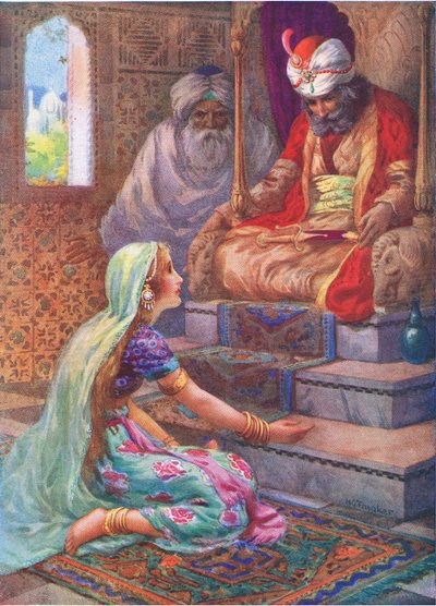 Le nom est Satyavan, illustration tirée de "Childrens Stories from Indian Legends", vers 1930 (lithographie couleur) - Harry George Theaker
