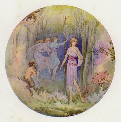 Les nymphes des bois qui dansaient au soleil et au clair de lune (lithographie couleur) - Harry George Theaker